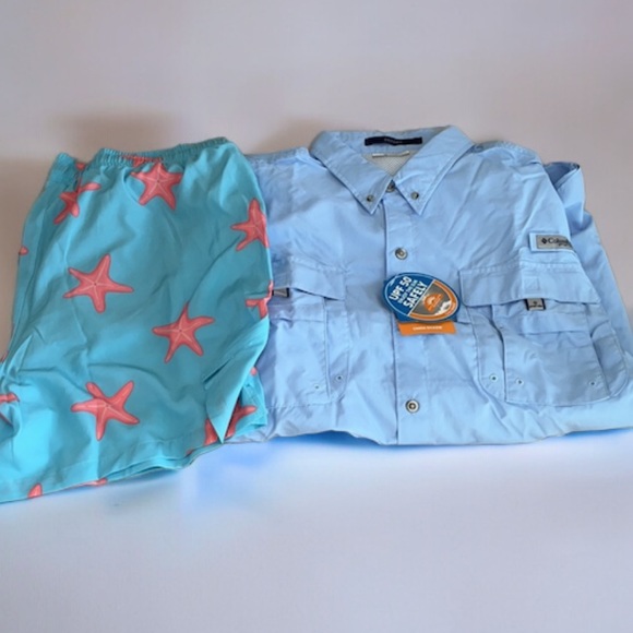 Columbia SPF Summer Hiking Fishing Shirt and Swim Trunks XL Bundle of 2!🐠🎣 - Picture 4 of 4
